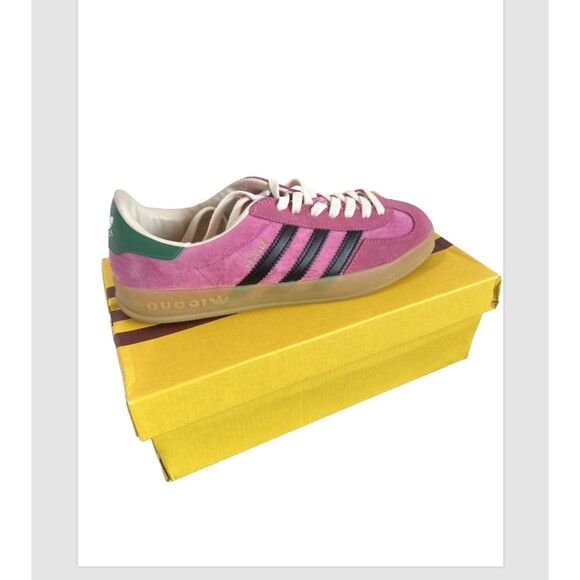 GUCCI x adidas GAZELLE Sneakers Men's Pink Velvet Italy Size US 9 /EU 42 2/3 NEW - Picture 5 of 10